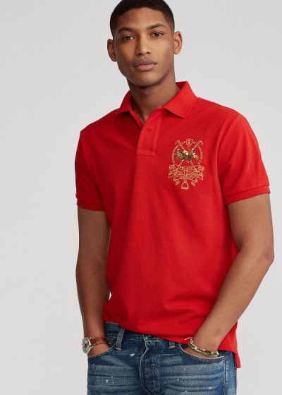 Polos Polo Ralph Lauren Hombre Rojos - Custom Slim Triple-Pony - PGJBR7180